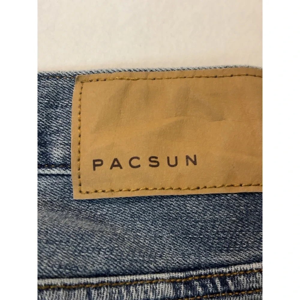 Pacsun Jeans Mens 31x32 Black Stacked Skinny Dark Wash Distressed‎ Pants